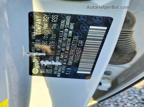 KMHGN4JB9KU287336 2019 GENESIS G80 White Вид підкапотного простору