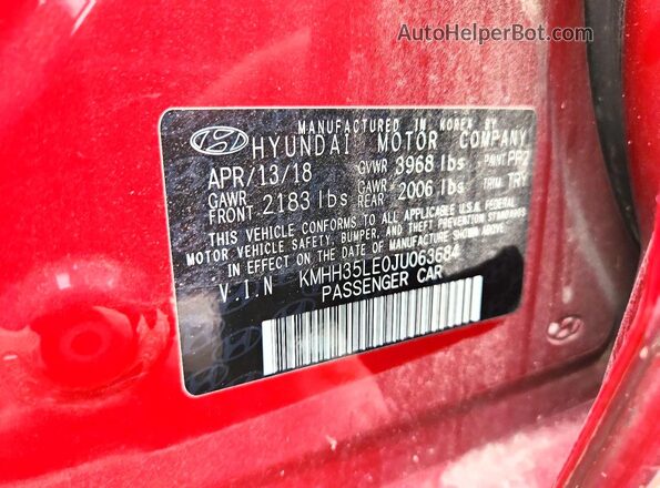 KMHH35LE0JU063684 2018 HYUNDAI ELANTRA Red Engine compartment view