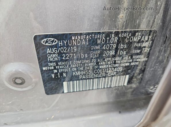 KMHH55LC0LU123409 2020 HYUNDAI ELANTRA Gray VIN sticker view