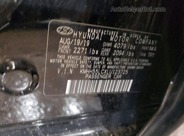 KMHH55LCXLU123725 2020 HYUNDAI ELANTRA Black Vista interior de 360 grados
