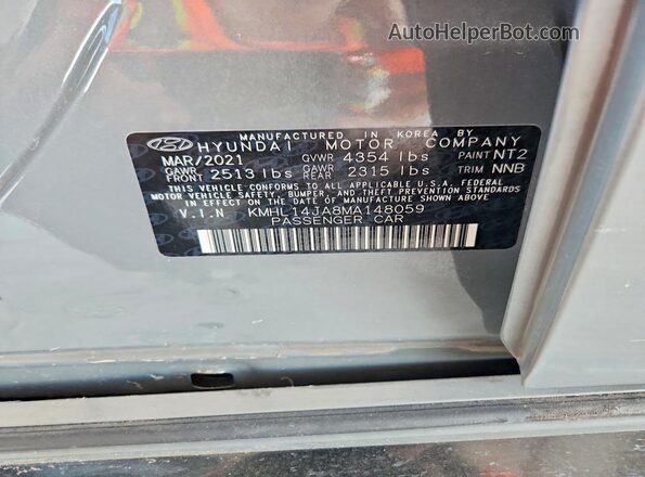 KMHL14JA8MA148059 2021 HYUNDAI SONATA Gray Շարժիչի բաժամունքի տեսք
