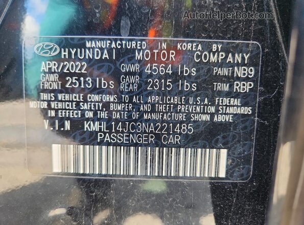 KMHL14JC3NA221485 2022 HYUNDAI SONATA Black Widok komory silnika