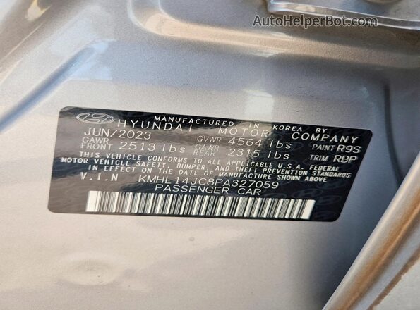 KMHL14JC8PA327059 2023 HYUNDAI SONATA Silver Widok komory silnika