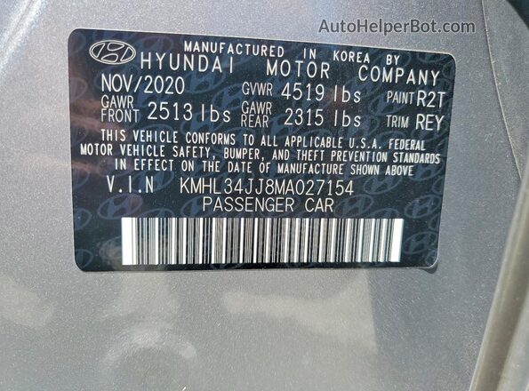 KMHL34JJ8MA027154 2021 HYUNDAI SONATA Silver Engine compartment view