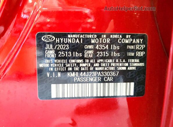 KMHL44J23PA330367 2023 HYUNDAI SONATA Red Widok komory silnika