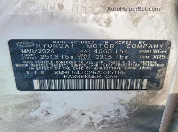 KMHL54JC2RA385188 2024 HYUNDAI SONATA White Вид підкапотного простору