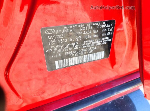 KMHL64JA0MA158764 2021 HYUNDAI SONATA Red Շարժիչի բաժամունքի տեսք
