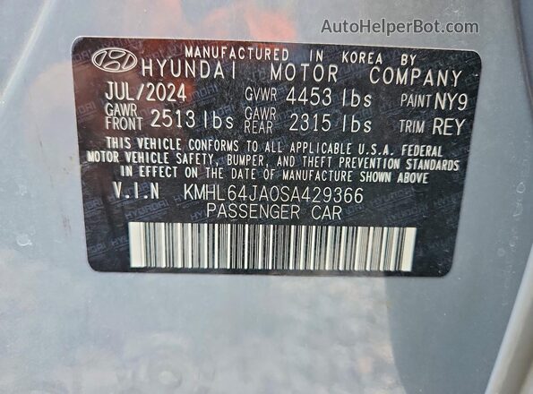 KMHL64JA0SA429366 2025 HYUNDAI SONATA Gray VIN sticker view