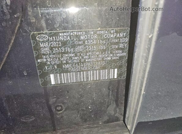 KMHL64JA1PA313973 2023 HYUNDAI SONATA Black VIN կոդի պիտակի տեսք