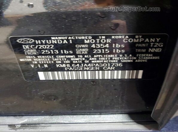 KMHL64JA4PA301736 2023 HYUNDAI SONATA Gray Вид підкапотного простору