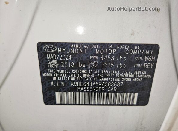 KMHL64JA5RA383687 2024 HYUNDAI SONATA Белый Вид наклейки с VIN-кодом