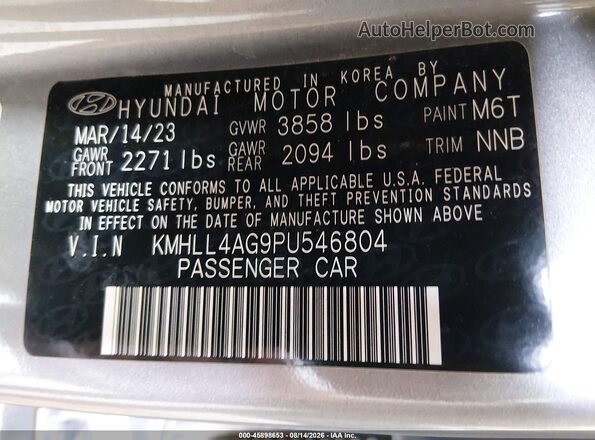 KMHLL4AG9PU546804 2023 HYUNDAI ELANTRA Silver ძრავის განყოფილების ხედი