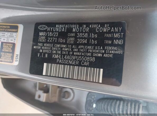 KMHLL4AG9PU550898 2023 HYUNDAI ELANTRA Gray Вид підкапотного простору