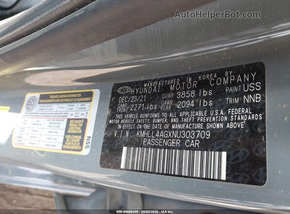 KMHLL4AGXNU303709 2022 HYUNDAI ELANTRA Gray ძრავის განყოფილების ხედი