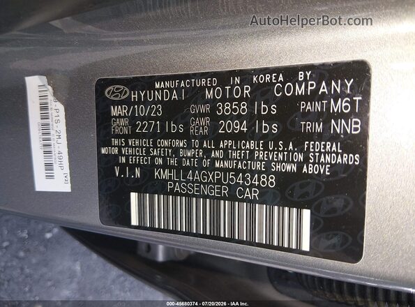 KMHLL4AGXPU543488 2023 HYUNDAI ELANTRA Silver Вид підкапотного простору