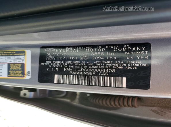 KMHLL4DG0RU666408 2024 HYUNDAI ELANTRA Silver Vista del compartimento del motor