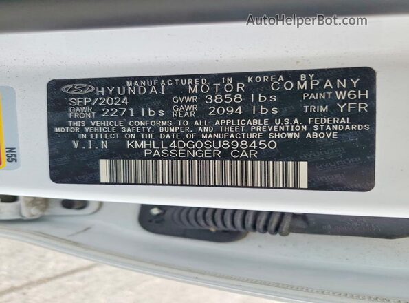 KMHLL4DG0SU898450 2025 HYUNDAI ELANTRA White Engine compartment view