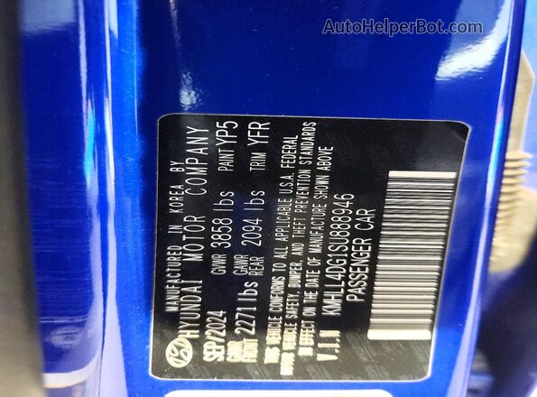 KMHLL4DG1SU888946 2025 HYUNDAI ELANTRA Blue VIN sticker view