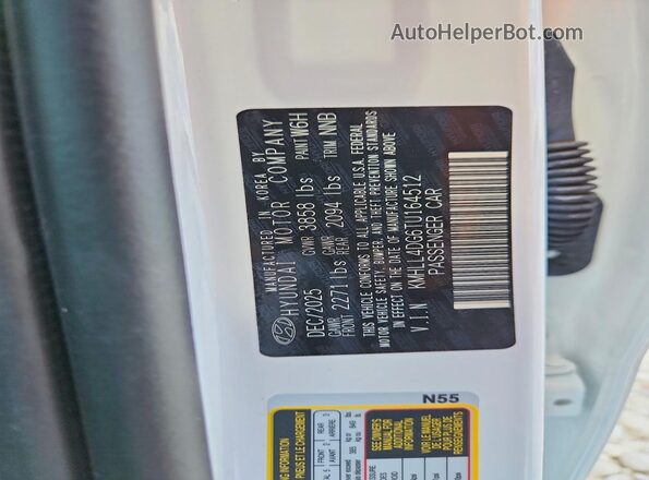 KMHLL4DG6TU164512 2026 HYUNDAI ELANTRA Белый Вид подкапотного пространства