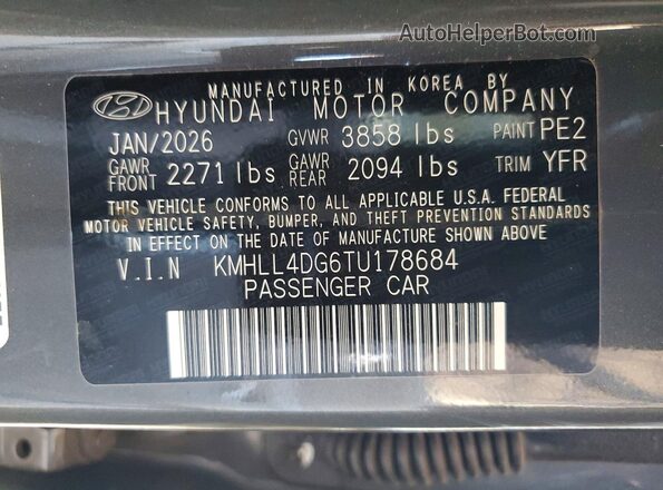 KMHLL4DG6TU178684 2026 HYUNDAI ELANTRA Gray Вид підкапотного простору