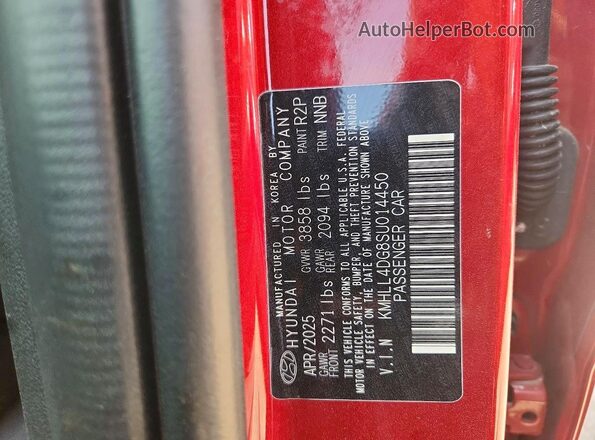 KMHLL4DG8SU014450 2025 HYUNDAI ELANTRA Red Вид наклейки з VIN-кодом