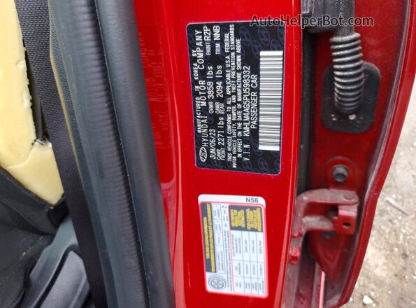 KMHLM4AG5PU598332 2023 HYUNDAI ELANTRA Red Vista de la etiqueta del VIN