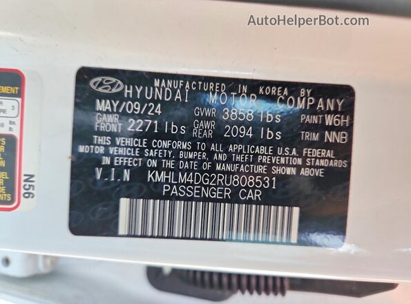 KMHLM4DG2RU808531 2024 HYUNDAI ELANTRA White Շարժիչի բաժամունքի տեսք