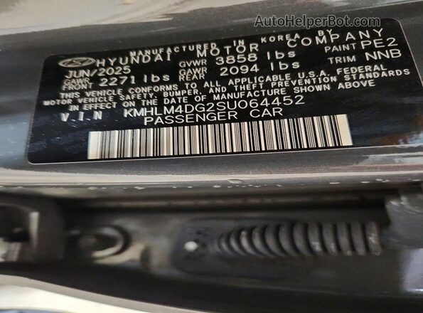 KMHLM4DG2SU064452 2025 HYUNDAI ELANTRA Gray Vista del compartimento del motor