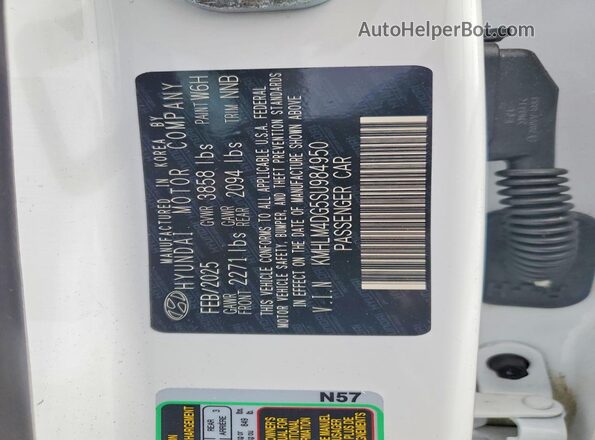 KMHLM4DG5SU984950 2025 HYUNDAI ELANTRA White Вид наклейки з VIN-кодом