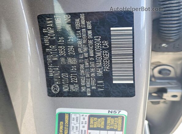 KMHLN4AG0MU099043 2021 HYUNDAI ELANTRA Silver Engine compartment view
