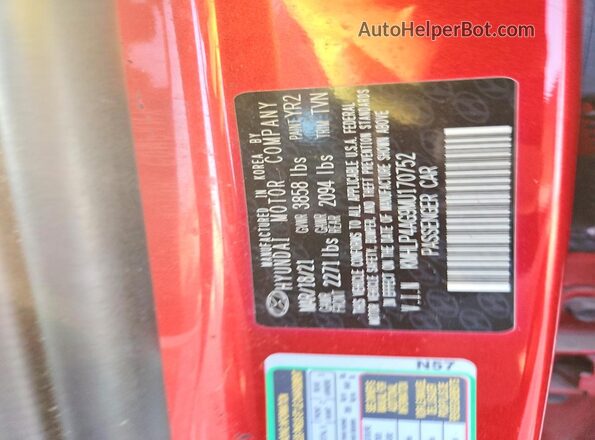 KMHLP4AG9MU170752 2021 HYUNDAI ELANTRA Красный Вид подкапотного пространства