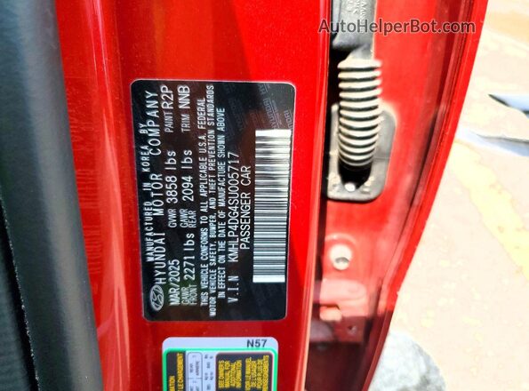 KMHLP4DG4SU005717 2025 HYUNDAI ELANTRA Red Շարժիչի բաժամունքի տեսք