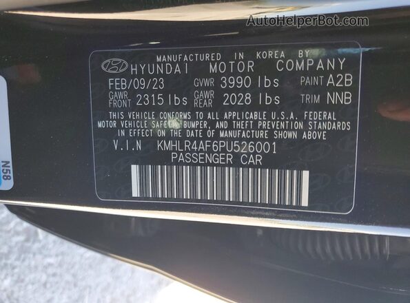 KMHLR4AF6PU526001 2023 HYUNDAI ELANTRA Black VIN sticker view