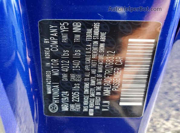 KMHLR4DF7RU768312 2024 HYUNDAI ELANTRA Синий Вид наклейки с VIN-кодом