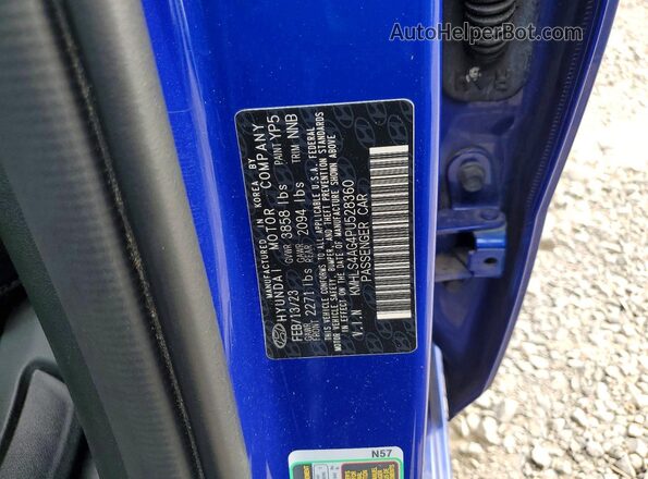 KMHLS4AG4PU528360 2023 HYUNDAI ELANTRA Blue Շարժիչի բաժամունքի տեսք