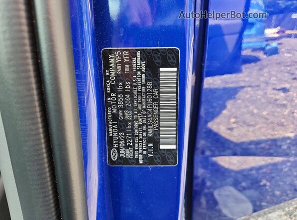 KMHLS4AG4PU601288 2023 HYUNDAI ELANTRA Blue Widok wnętrza z tyłu