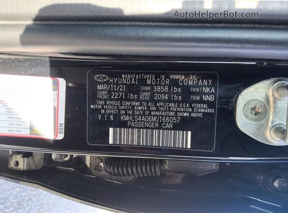 KMHLS4AG6MU166057 2021 HYUNDAI ELANTRA Black Вид підкапотного простору