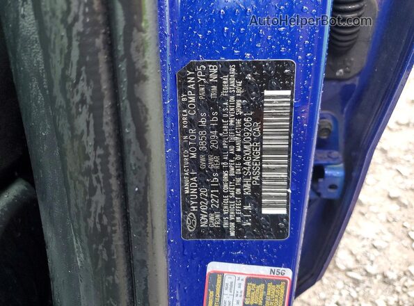 KMHLS4AGXMU092061 2021 HYUNDAI ELANTRA Blue Widok komory silnika