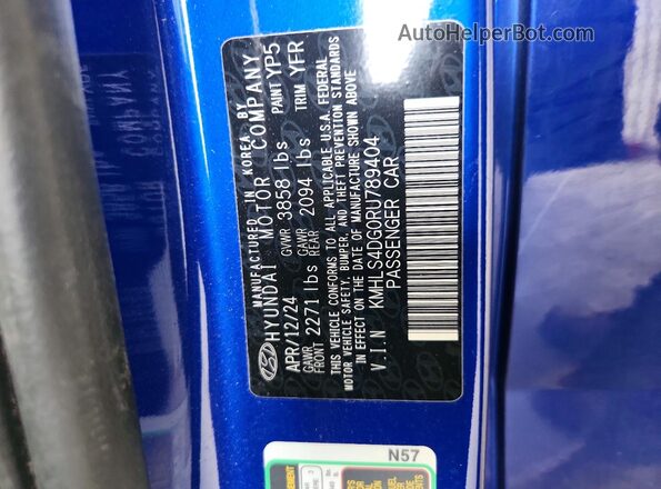 KMHLS4DG0RU789404 2024 HYUNDAI ELANTRA Blue Vista del compartimento del motor
