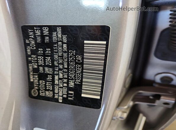 KMHLS4DG1RU675752 2024 HYUNDAI ELANTRA Gray Вид наклейки з VIN-кодом