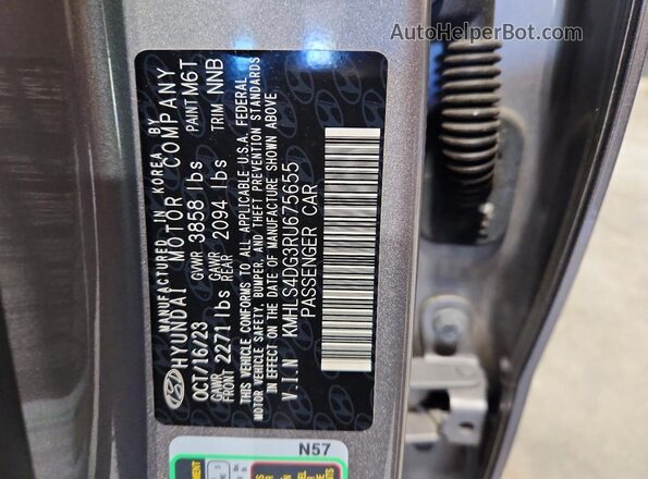 KMHLS4DG3RU675655 2024 HYUNDAI ELANTRA Gray Շարժիչի բաժամունքի տեսք