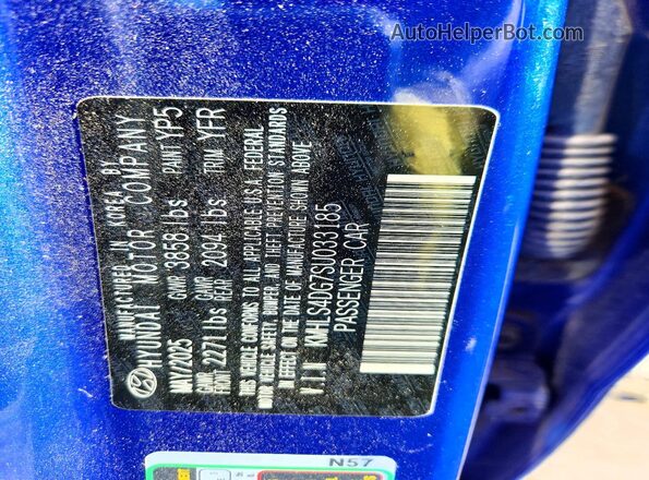 KMHLS4DG7SU033185 2025 HYUNDAI ELANTRA Blue VIN sticker view