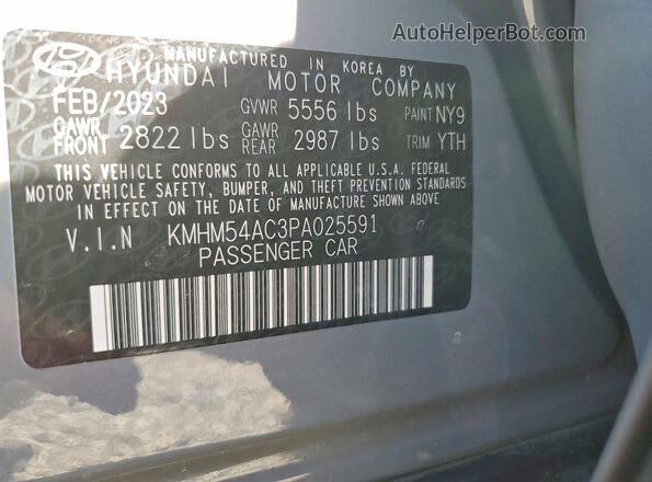 KMHM54AC3PA025591 2023 HYUNDAI IONIQ Gray Vista de la etiqueta del VIN