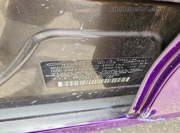KMTG54TE8NU103263 2022 GENESIS G70 Purple Շարժիչի բաժամունքի տեսք