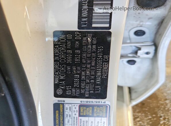 KNADM4A30G6540765 2016 KIA RIO Белый Вид подкапотного пространства