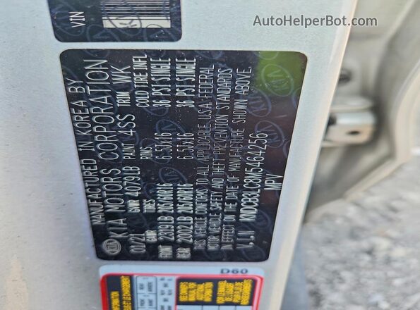 KNDCB3LC8M5464256 2021 KIA NIRO Silver VIN sticker view