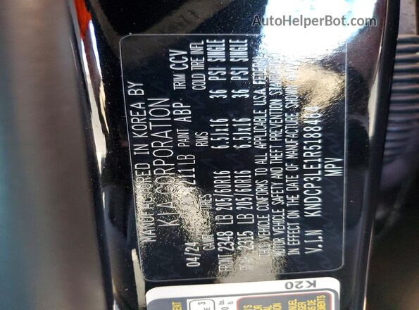 KNDCP3LE1R5188464 2024 KIA NIRO Black VIN sticker view