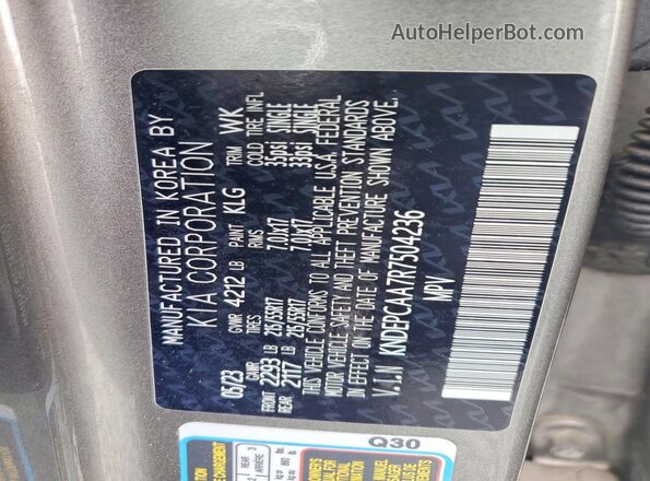 KNDEPCAA7R7504236 2024 KIA SELTOS Silver Widok naklejki z numerem VIN