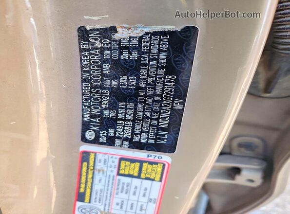 KNDJN2A2XG7291478 2016 KIA SOUL Brown Շարժիչի բաժամունքի տեսք