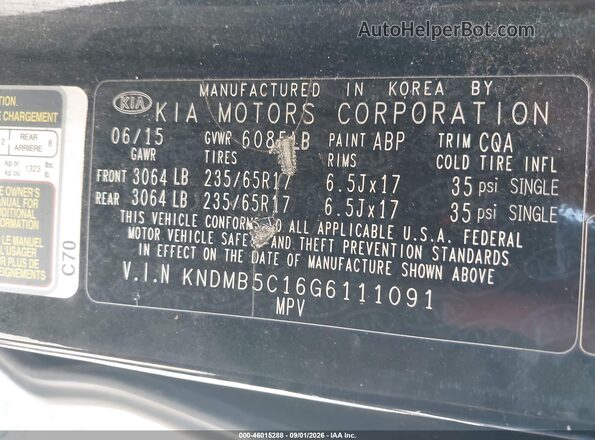 KNDMB5C16G6111091 2016 KIA SEDONA Black Շարժիչի բաժամունքի տեսք